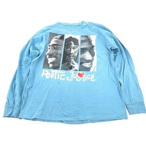 Poetic Justice Long Sleeve Movie Promo T-Shirt Size Large Adult Light Blue Tupac